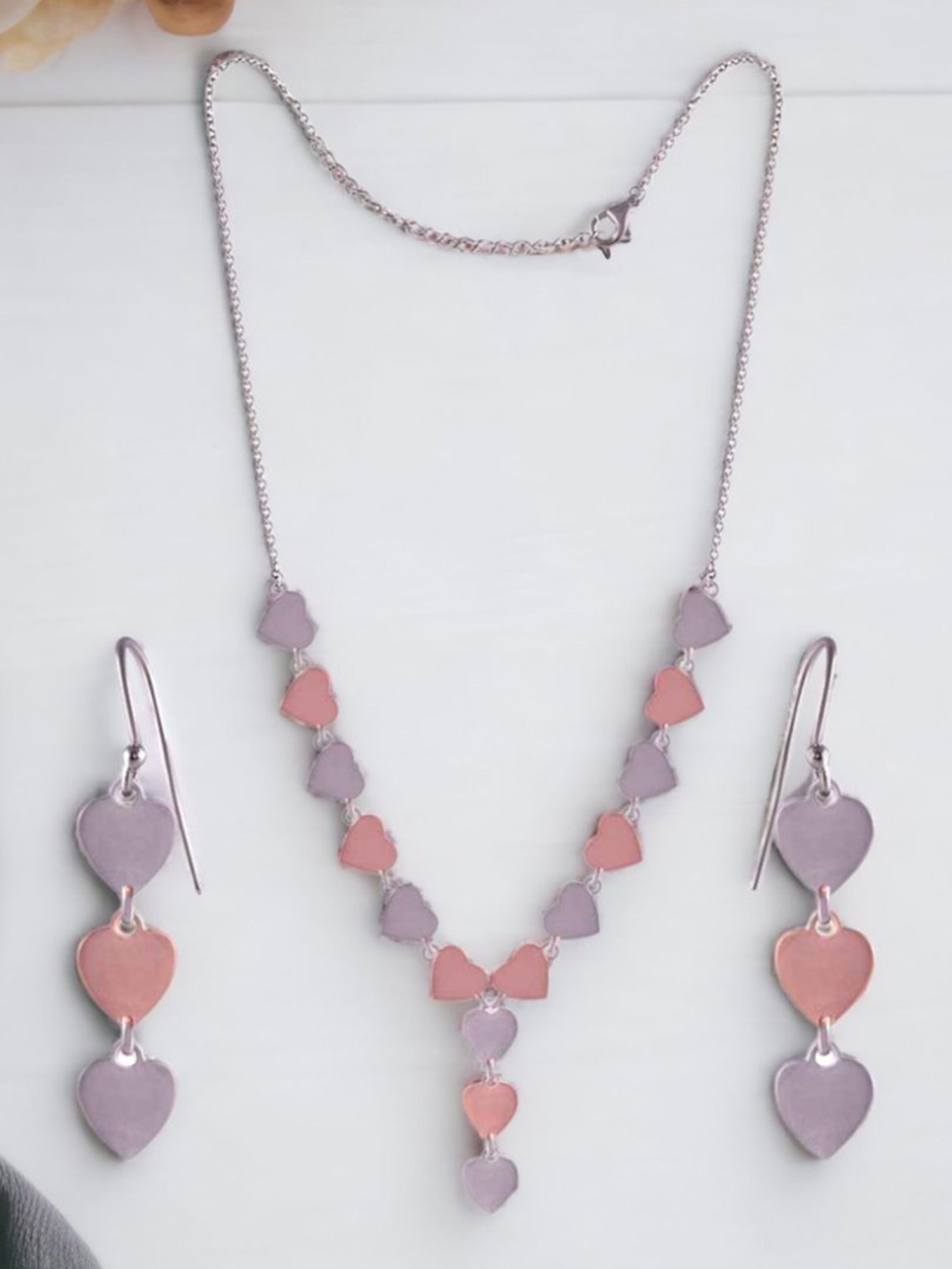 Rihi by P.C. Chandra Jewellers 925 Silver Heart Necklace with Earring Set for Women & Girls