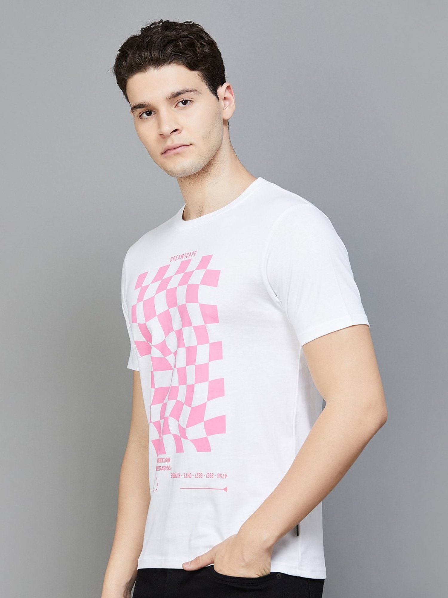 BOSSINI White Regular Fit Printed Crew T-Shirt