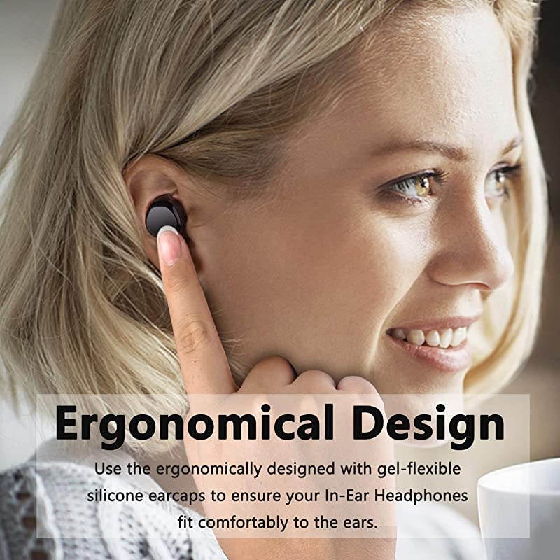 T12 Wireless Earbuds Bluetooth Headphones with Touch Control and Wireless Charging Case Digital Intelligence LED Display IPX8 Waterproof Earphones Builtin Mic Headset Deep Bass for Sport Black