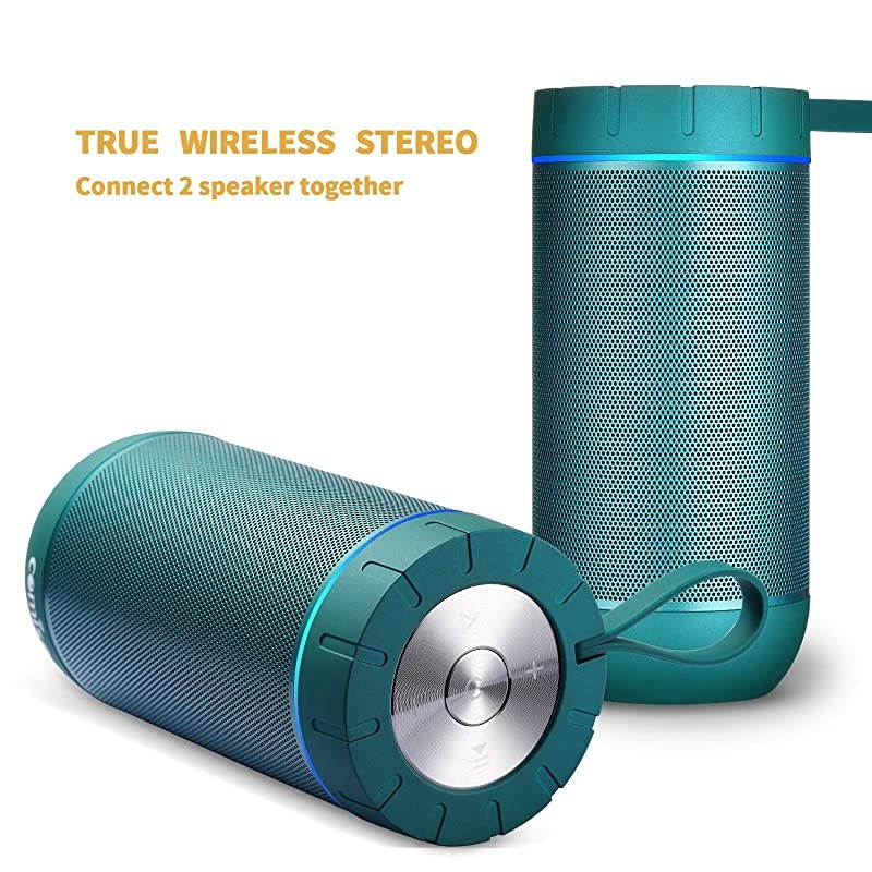 Waterproof Bluetooth Speakers Outdoor Wireless Portable Speaker with 20 Hours Playtime Superior Sound for Camping Beach Sports Pool Party Shower Malachite Green