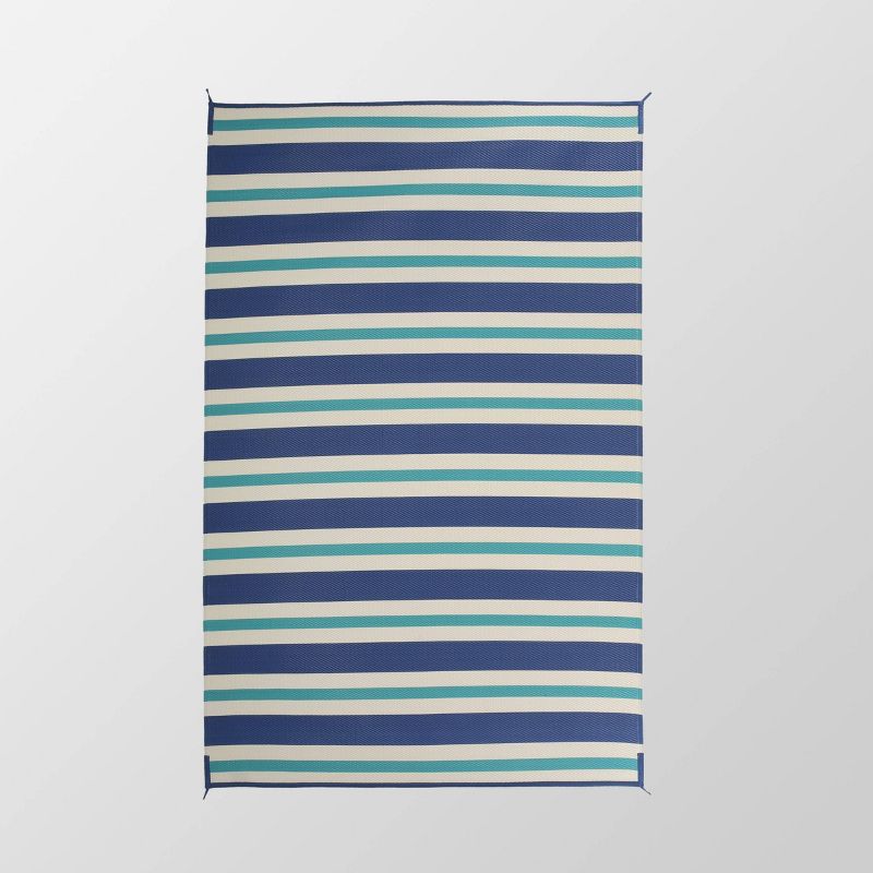 6'x9' Argosy Outdoor Modern Scatter Rug Turquoise/Cream - Christopher Knight Home