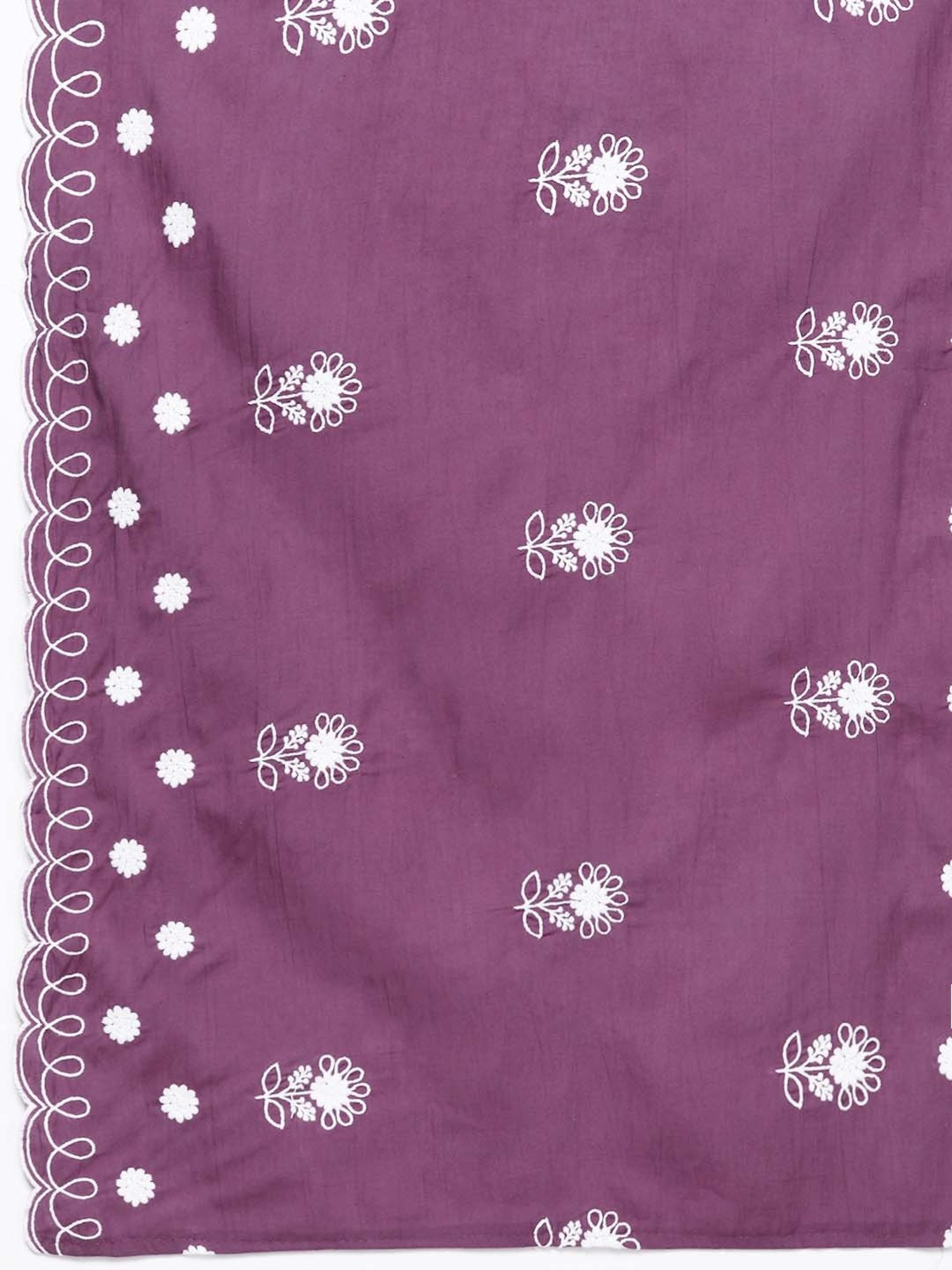 Varanga Purple Cotton Embroidered Kurta Pant Set With Dupatta