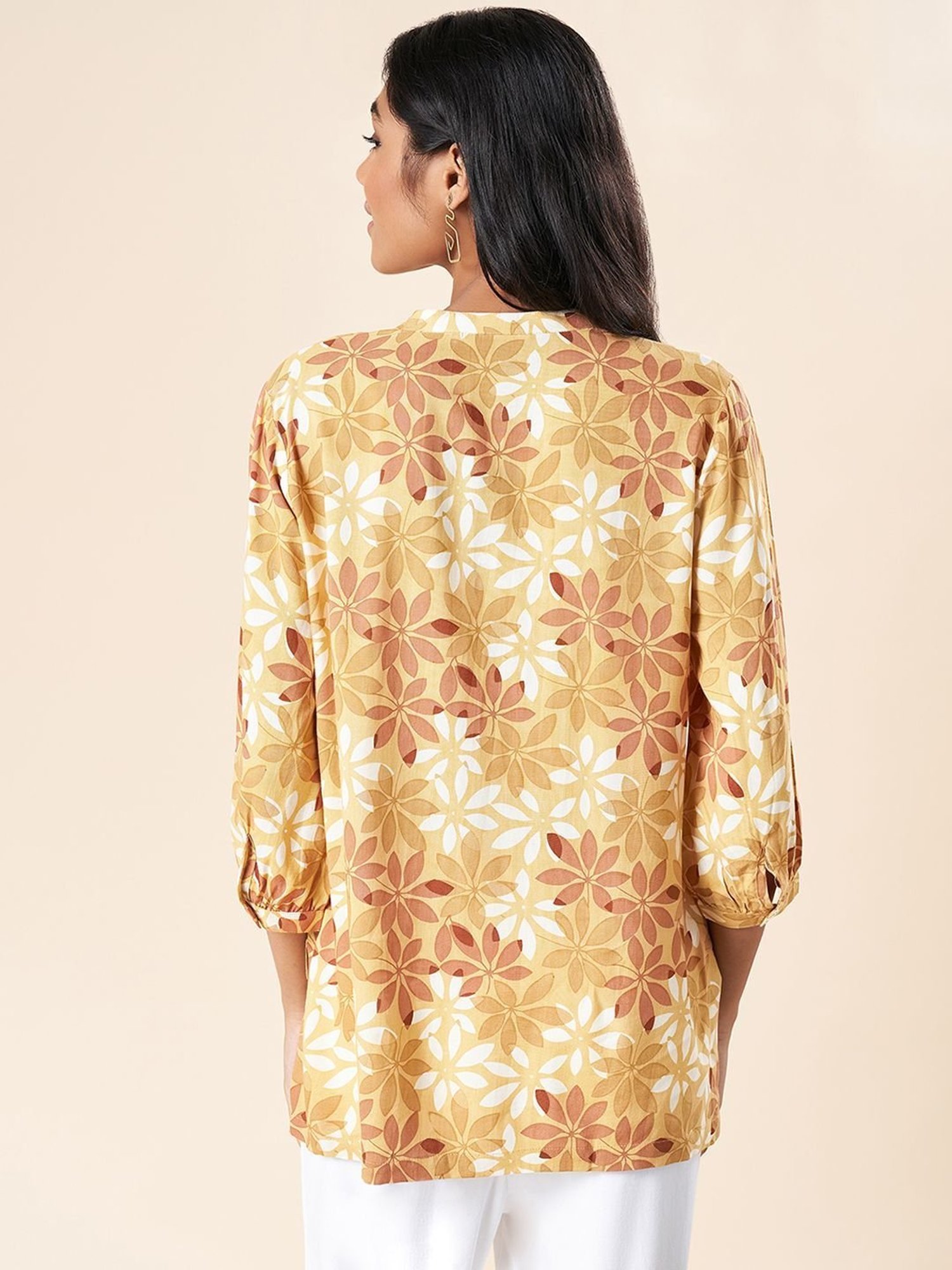 Akkriti by Pantaloons Mustard Printed Tunic