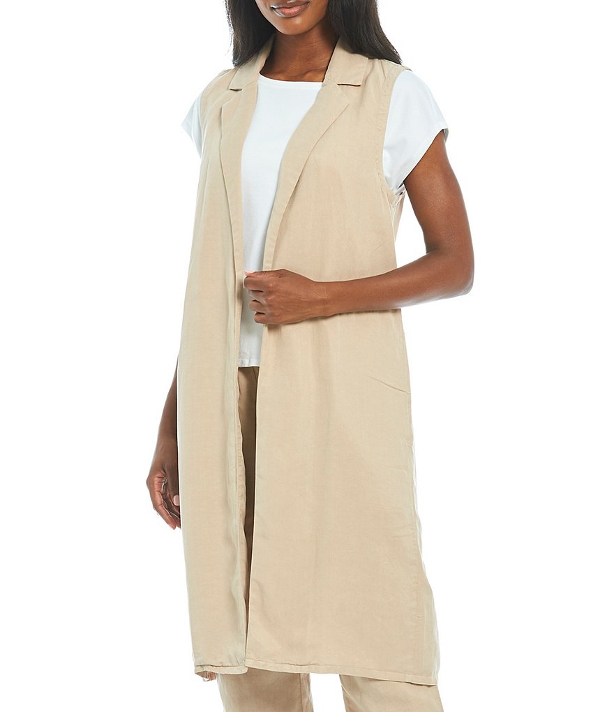 Ruby Rd. Soft Paisley Print Stand Collar Zip Front Patch Pocket Vest