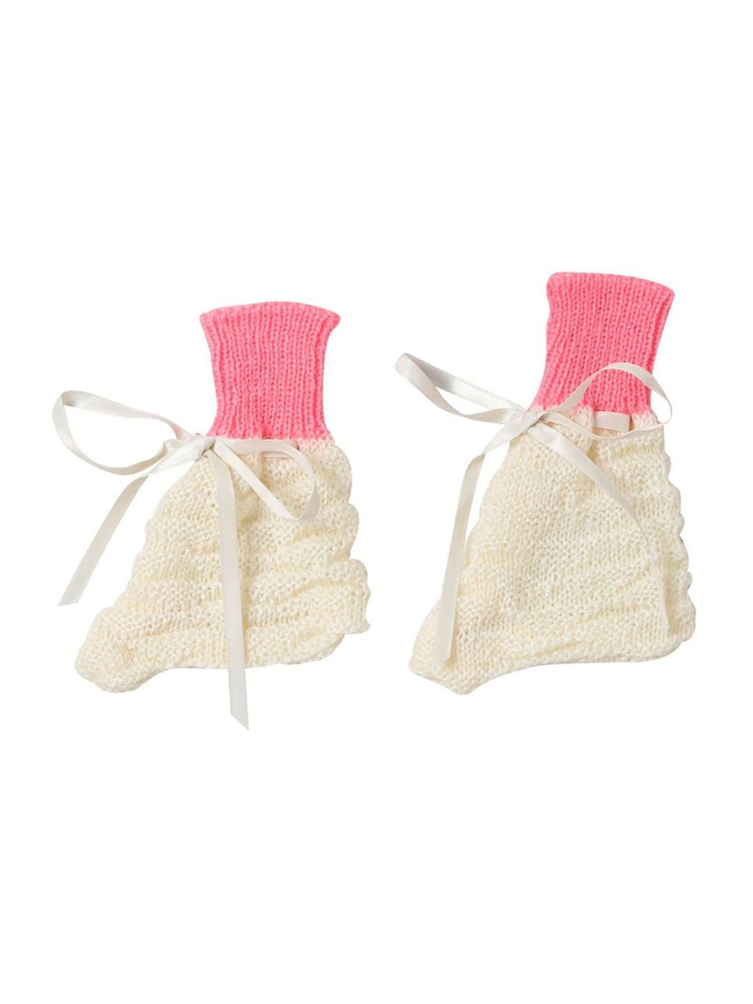 Little Angels Kids Cream & Pink Textured Pattern Full Sleeves Sweater Set