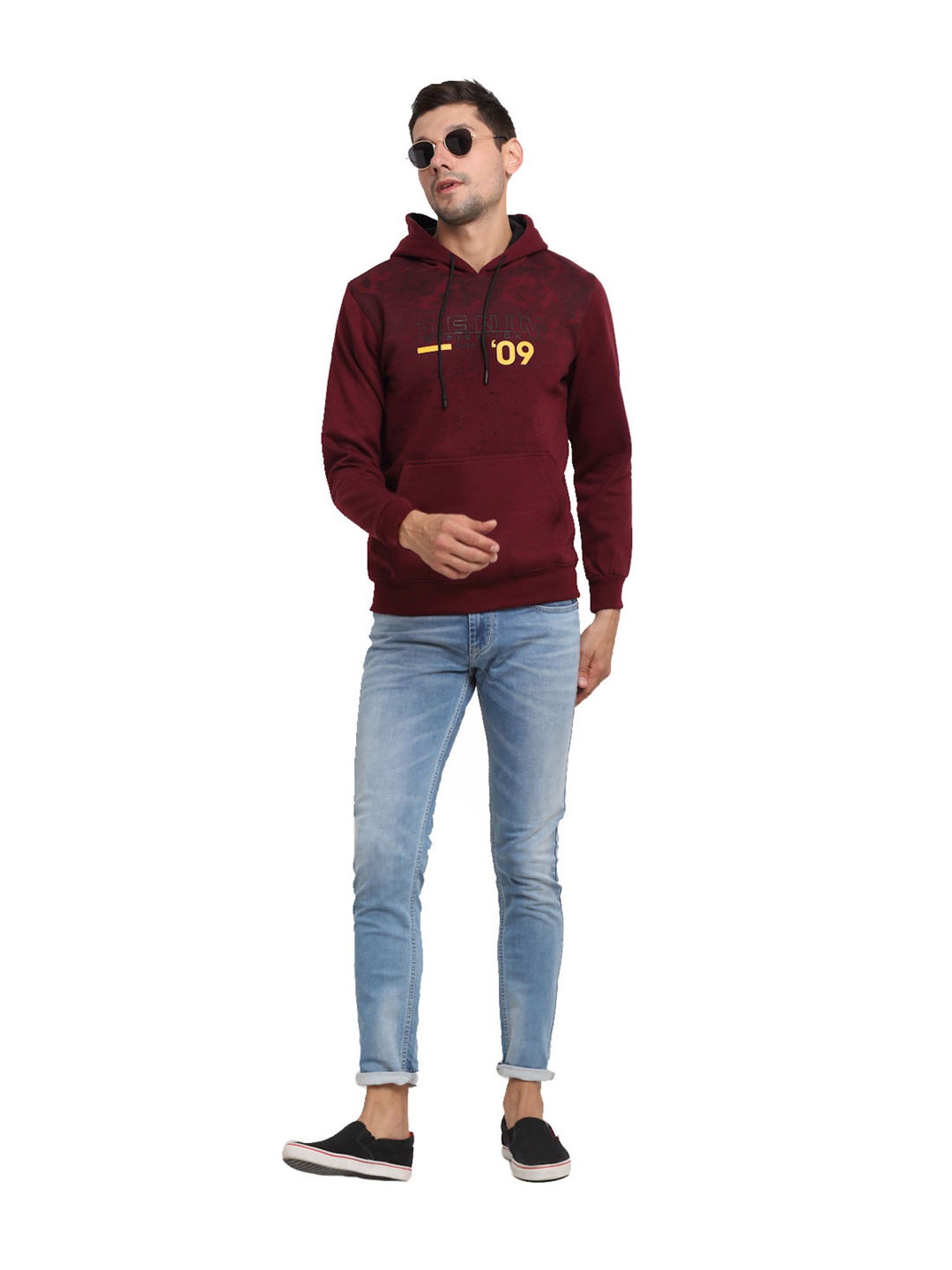 Venitian- Forbidden Clothing Wine Printed Hooded Sweatshirt