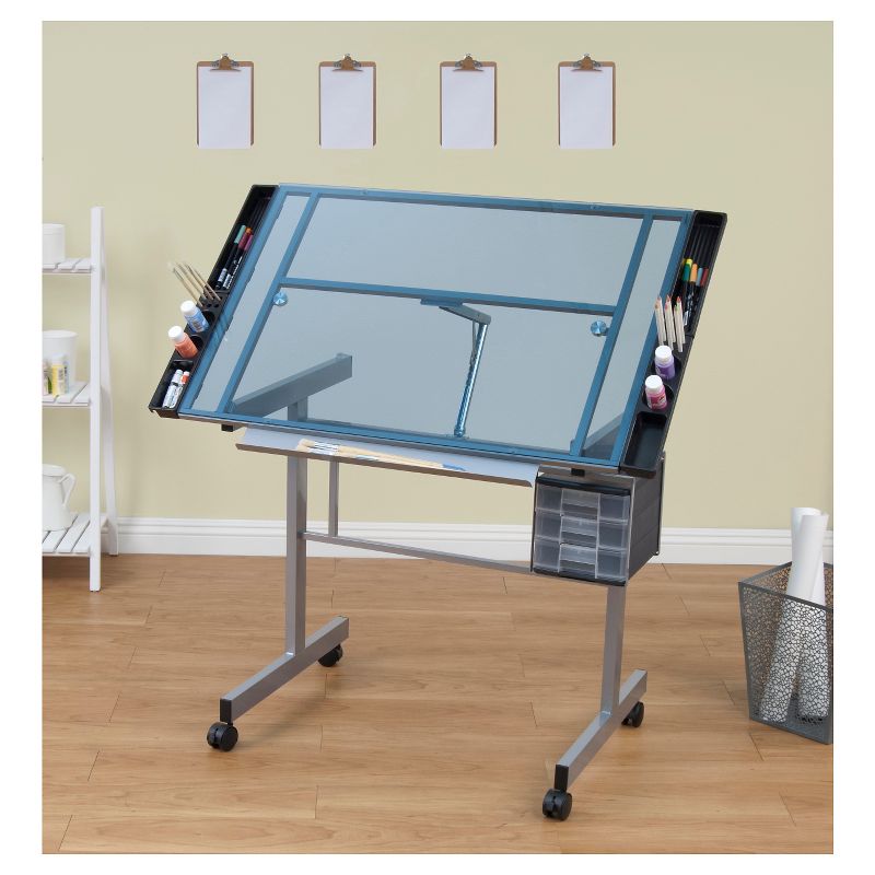 Canvas & Color Drawing Craft Station Silver/Blue Glass - Studio Designs