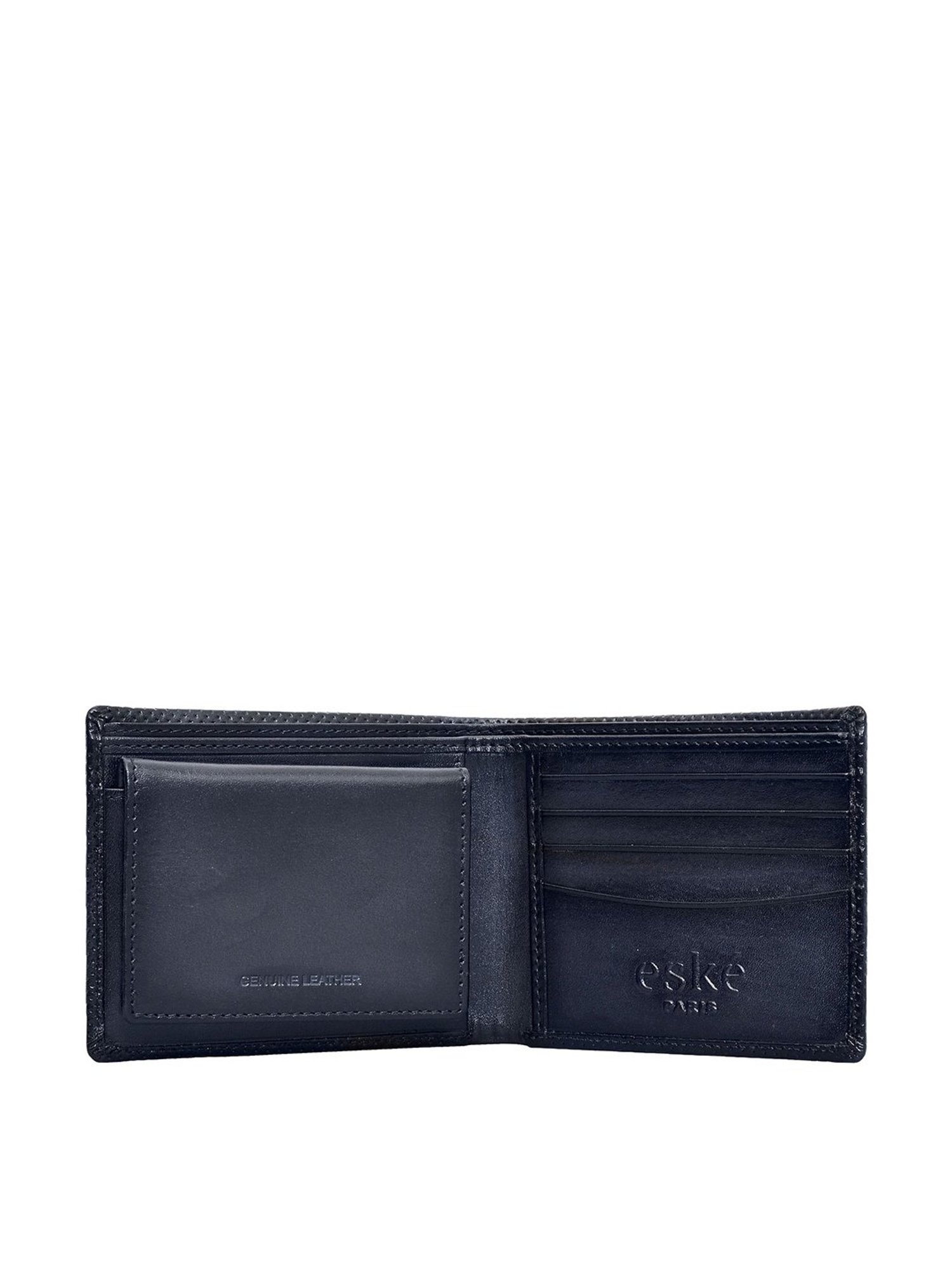Eske Navy Casual Leather Bi-Fold Wallet for Men