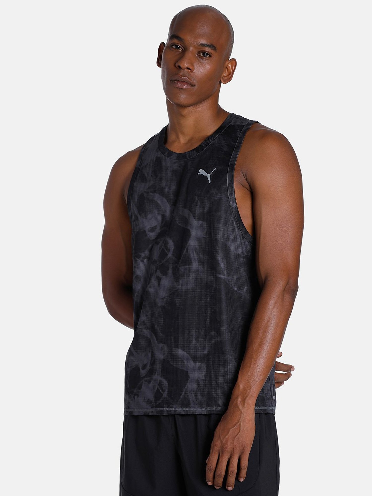 Puma Black Regular Fit Printed Tank Tee