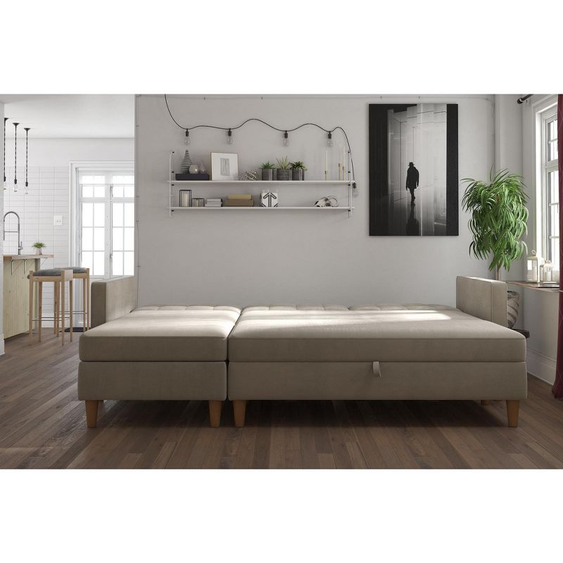 3pc Hartford Storage Sectional Futon and Hartford Storage Ottoman Tan - Dorel Home Products