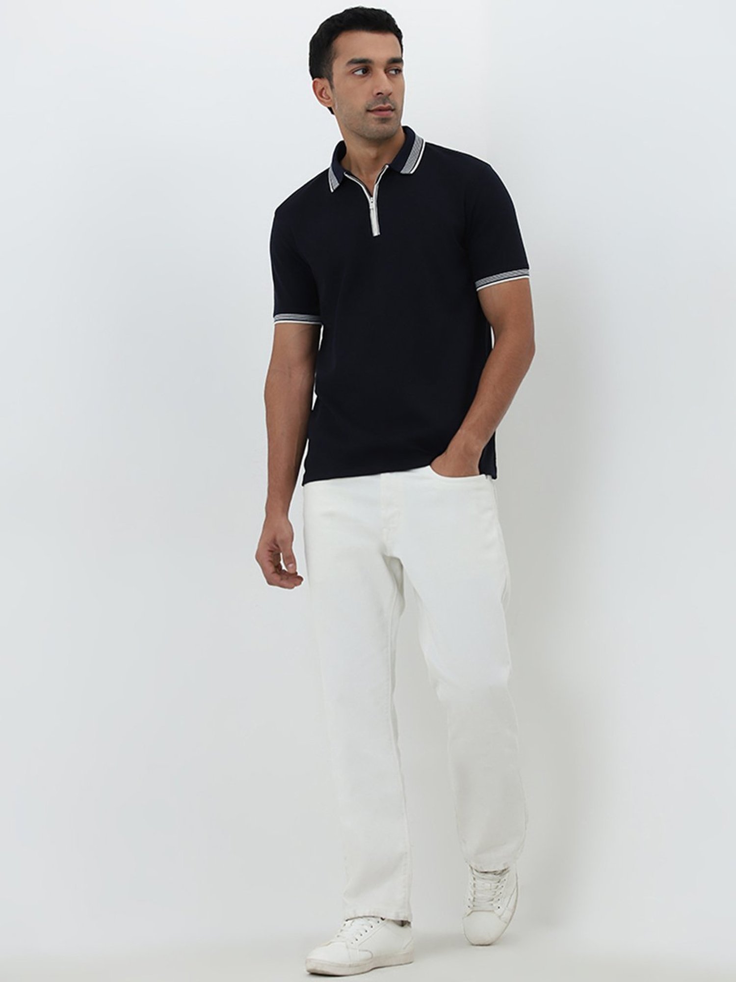 WES Casuals by Westside Navy Relaxed-Fit Polo T-Shirt