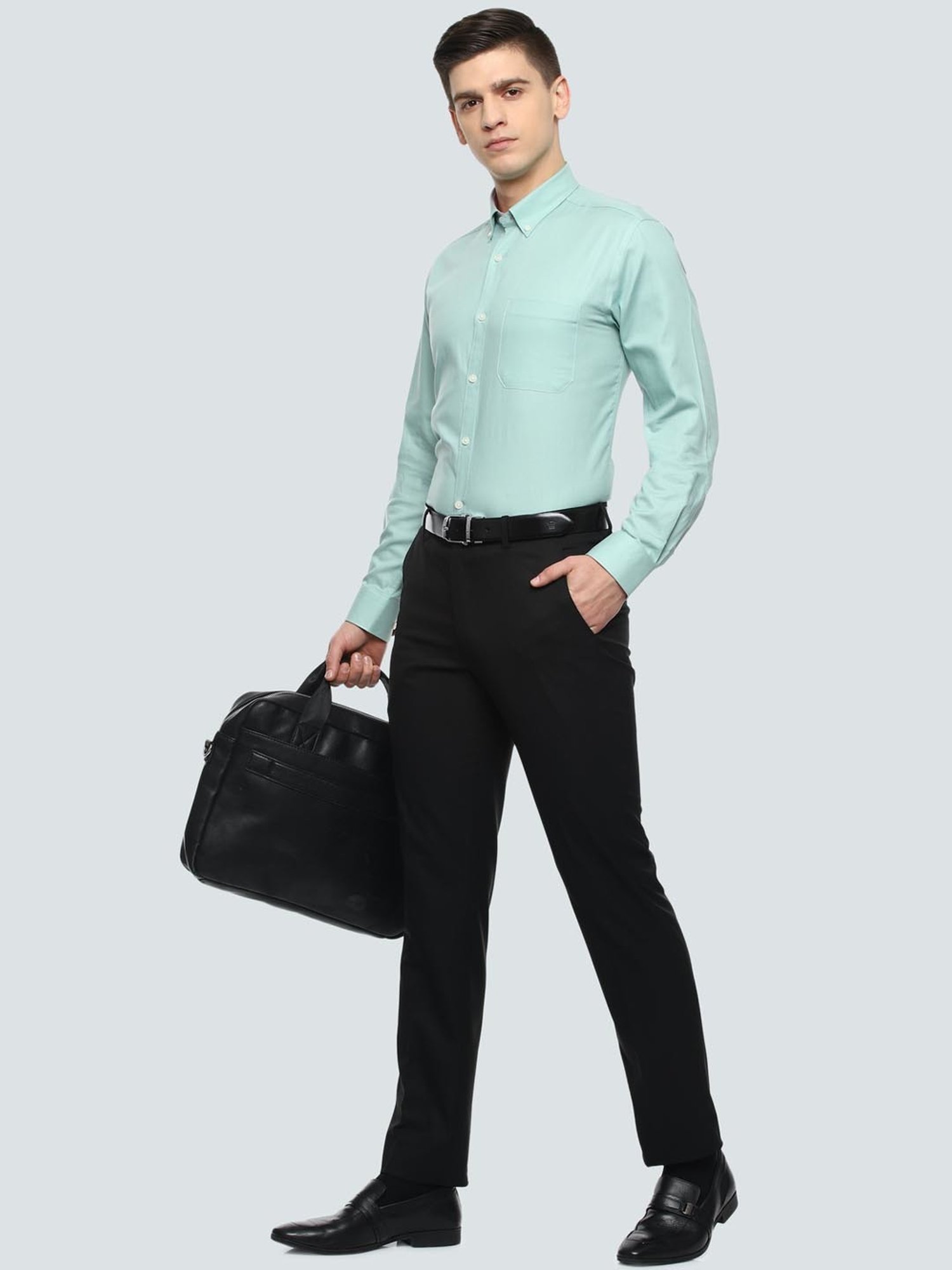 Louis Philippe Black Slim Fit Trousers