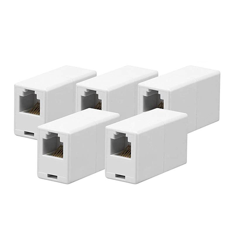 RJ12 / RJ11 6P6C Straight Telephone Inline Coupler (5 Pack)