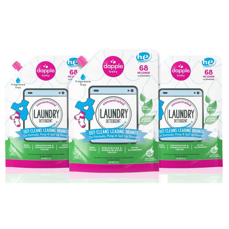 Dapple 3pk Fragrance Free Laundry Detergent - 34oz