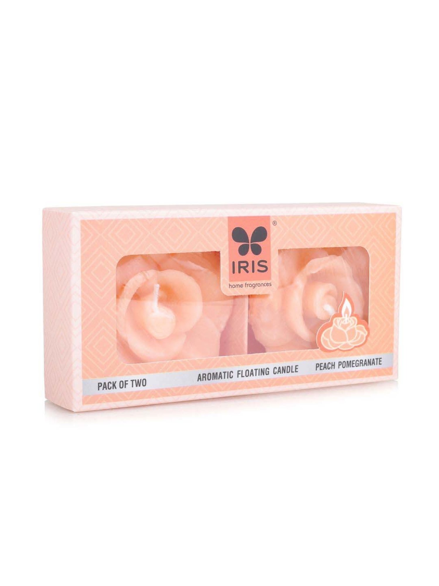 IRIS Pink Home Fragrances Peach Pomogranate Aromatic Floating Candle Pack of 2 (Set of 4)