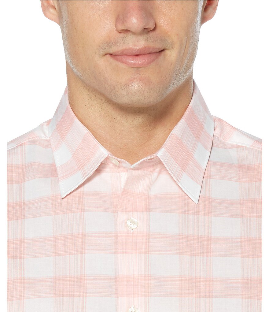 Perry Ellis Plaid Stretch Short-Sleeve Woven Shirt