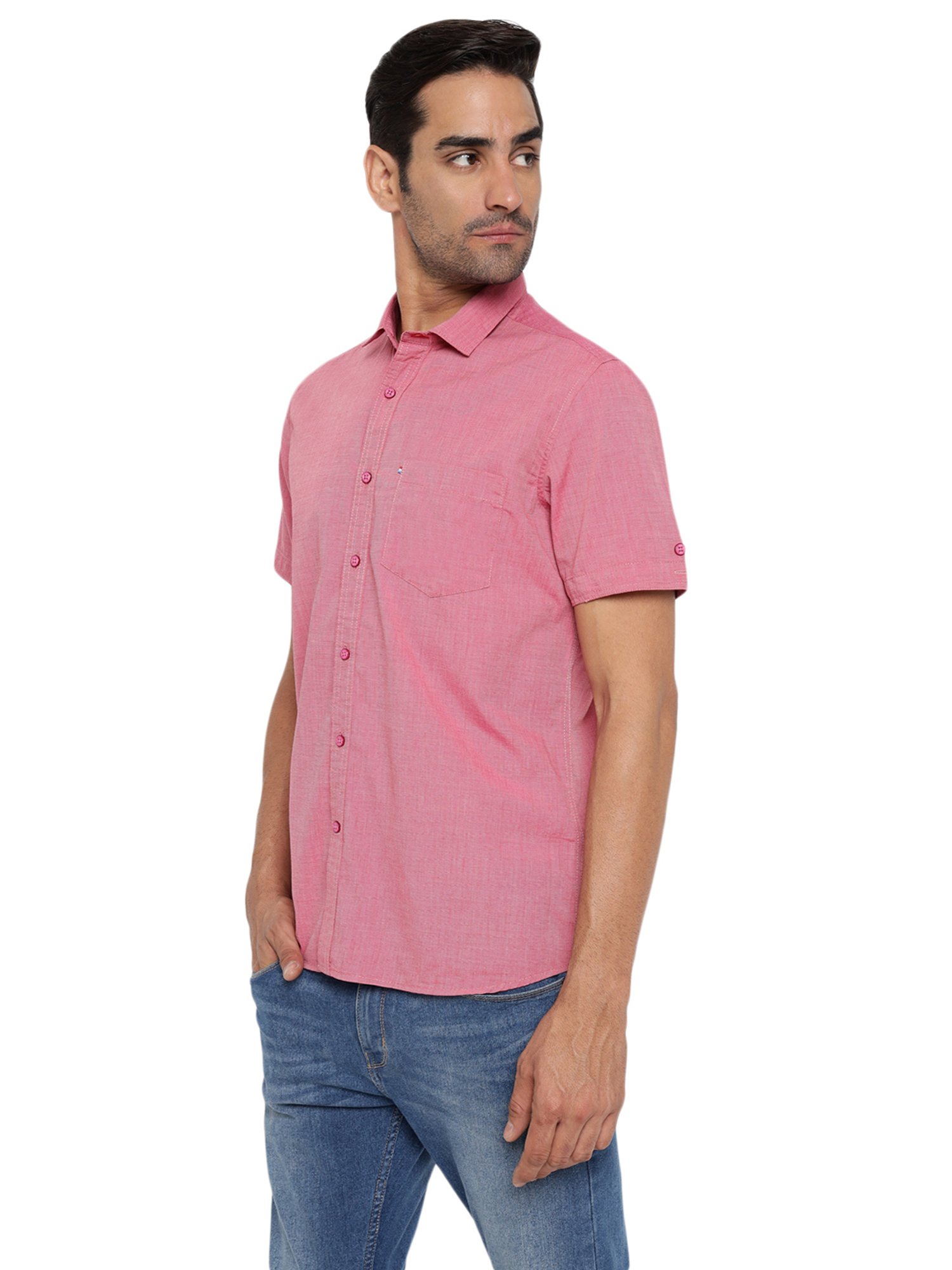 Red Chief Pink Slim Fit Shirt