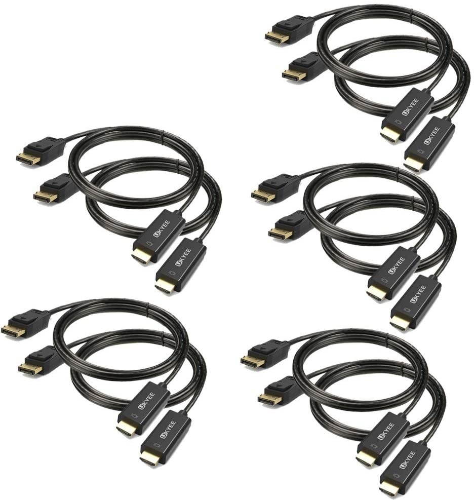 Display Port (DP) to HDMI Cable 6 feet 10-Pack UKYEE DisplayPort to HDMI Cable Adapter 6ft Male to Male Cord Converter for PCs to HDTV Monitor Projector with HDMI Port