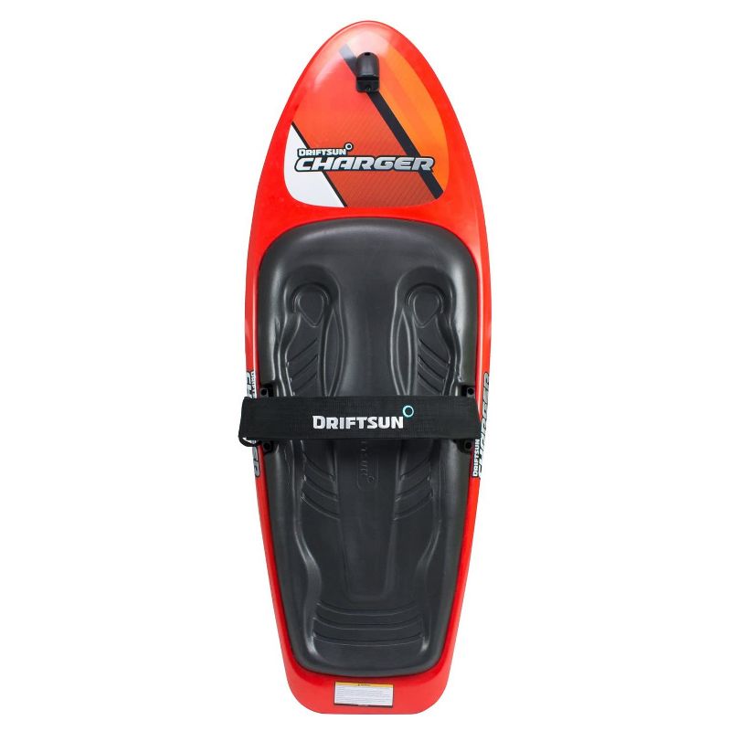 Driftsun DS-KB-CH Water Sports Charger Kneeboard for Boating with Hook, Knee board for Lake or Beach, 54 x 20 Inches Rounded &ldquo;V&rdquo; Shape Hull, Red