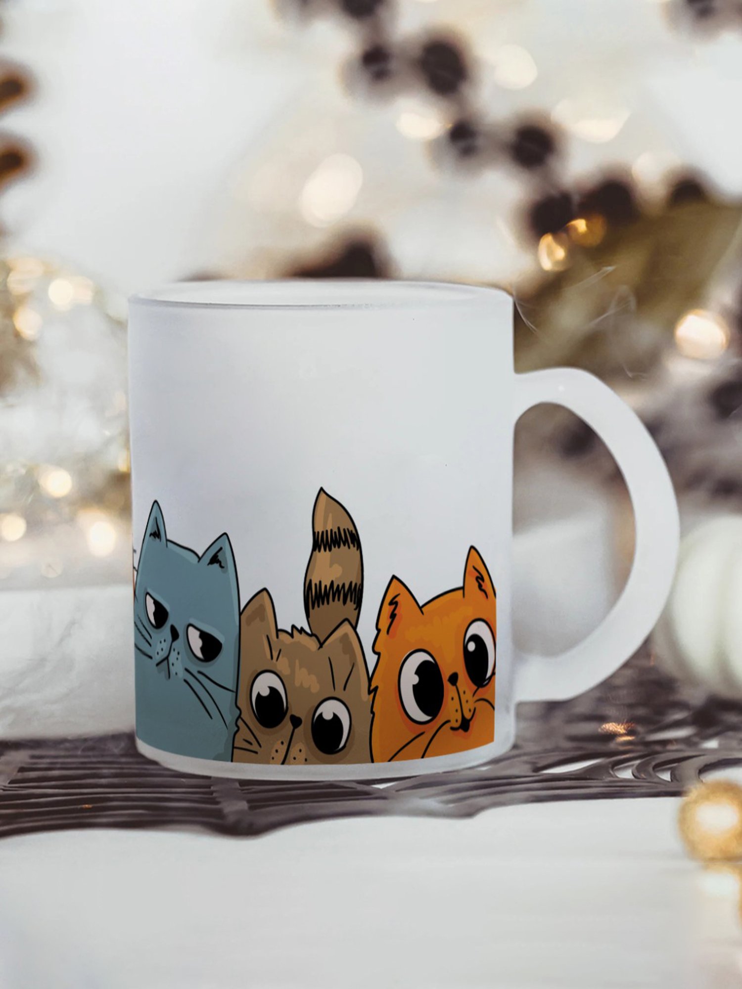 Gathari Aesthetic White Glass Frosted Coffee Mug