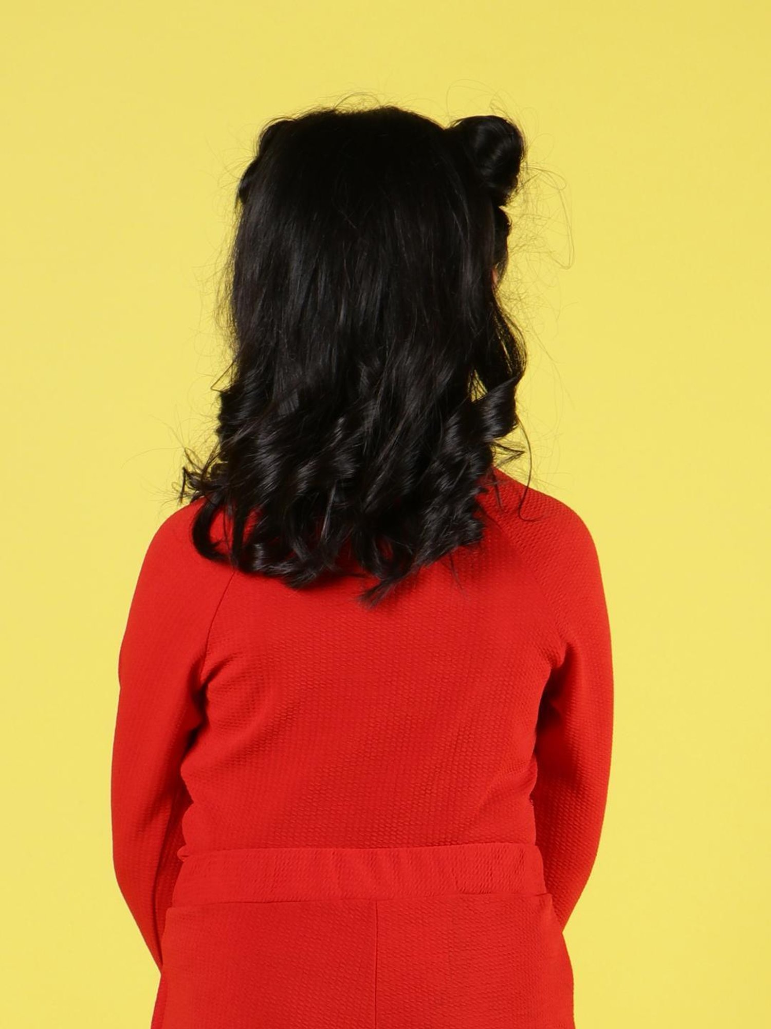 NEUDIS Kids Red Embellished Full Sleeves Top with Skirt