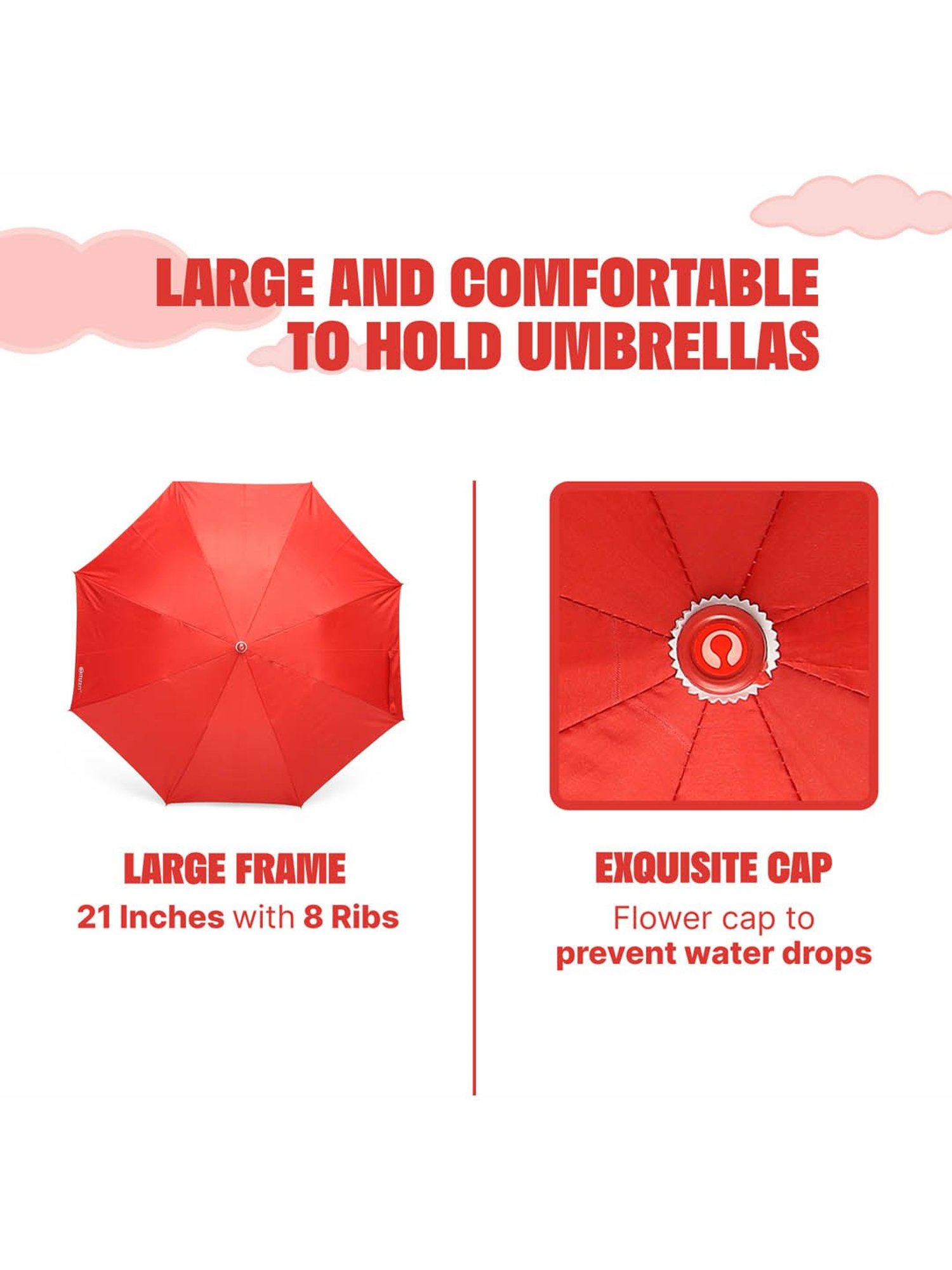 Citizen Red Solid Free Size Umbrella