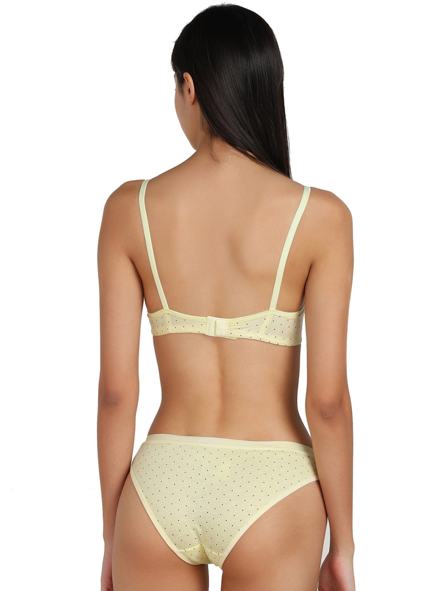 mod & shy Black Self Pattern Lingerie Set