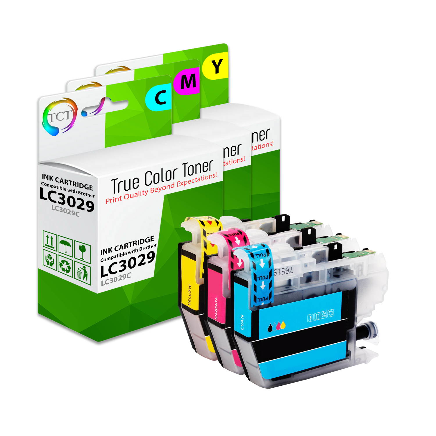 TCT Compatible Ink Cartridge Replacement for Brother LC3029 LC3029C LC3029M LC3029Y High Yield works with Brother MFC-J5830DW, J5830DW XL, J6535DW Printers (Cyan, Magenta, Yellow) - 3 Pack