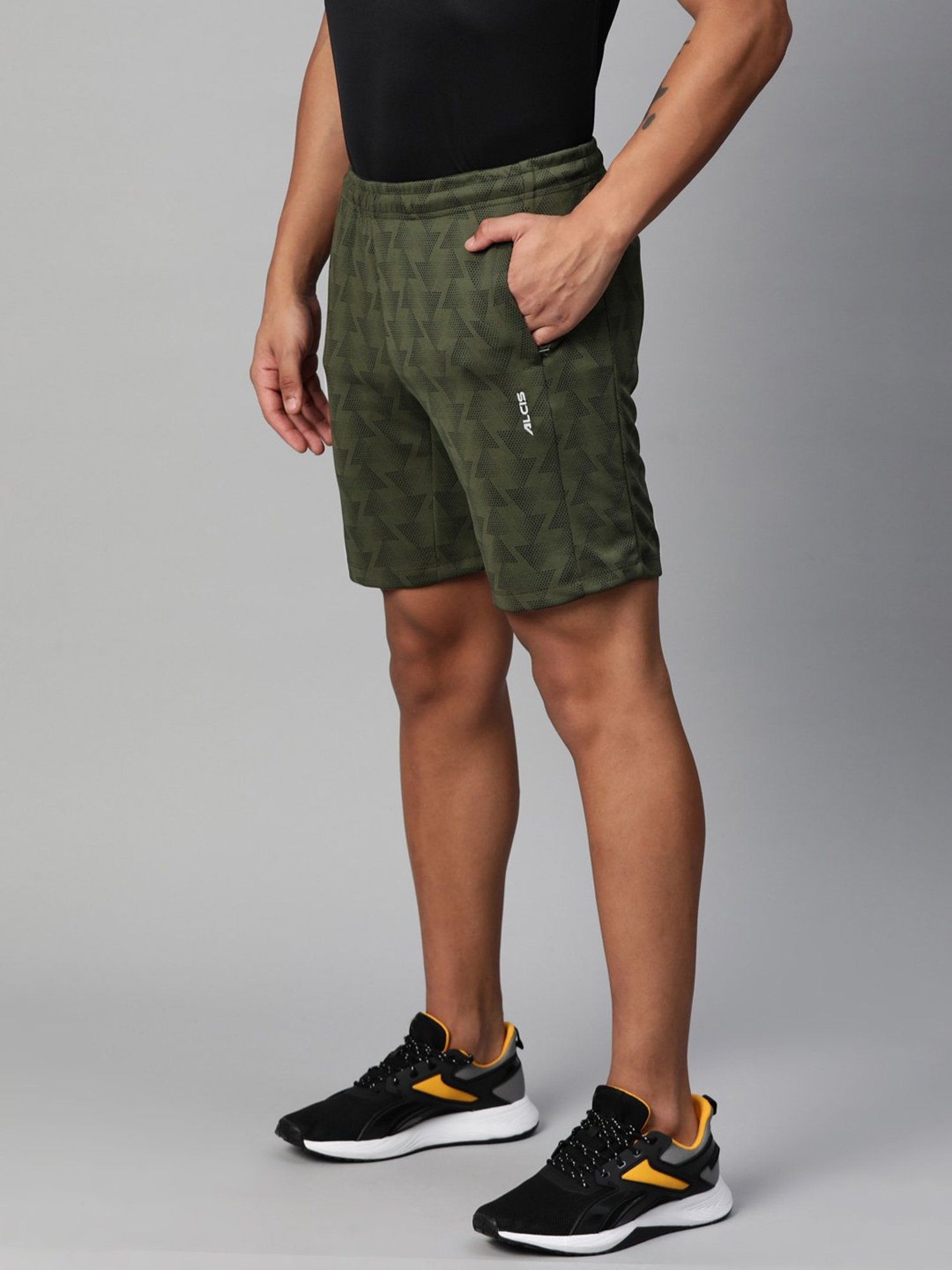 ALCIS Green Slim Fit Training or Gym Sports Shorts