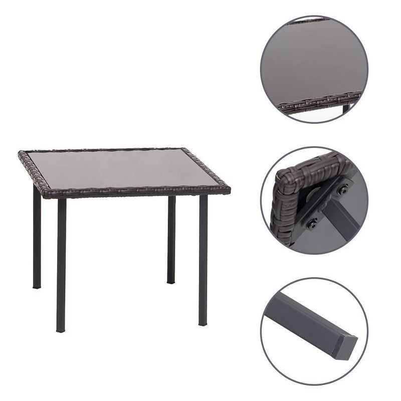 3pc Outdoor Wicker Rattan Rocking Chairs with Glass Top Table - Tan - Crestlive Products