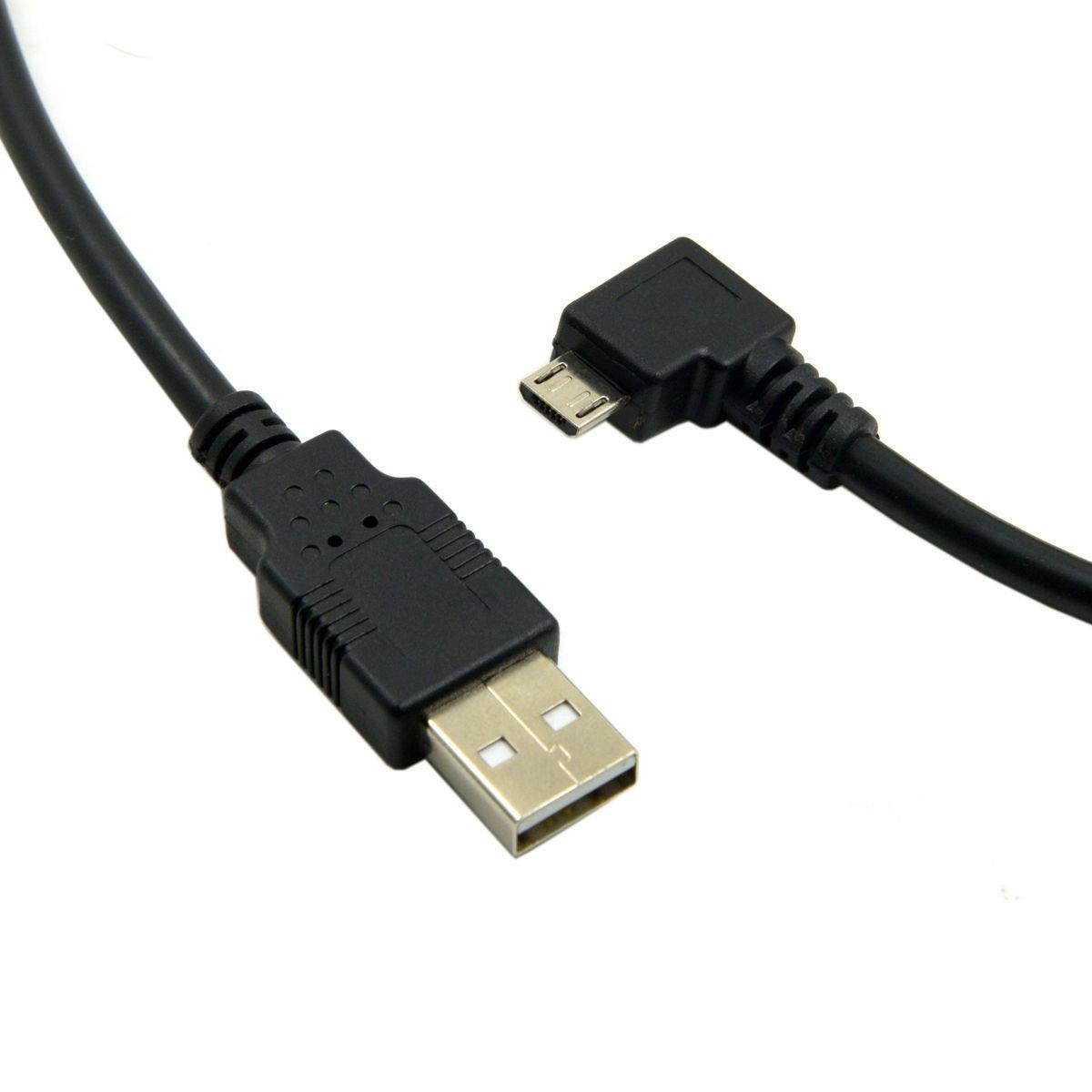Left Angled 90 Degree Micro USB Male to USB 2.0 Data Charge Cable for Cell Phone