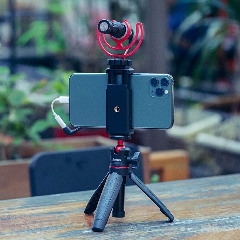 MT-08 Mini Extendable Handheld Tripod Compatible with iPhone/Samsung/Google Smartphone Clamp for Travel Vlogging Compact Travel, 1/4" Tripod Head