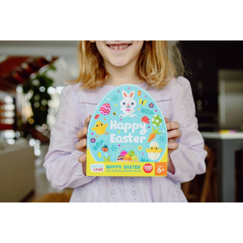 Chuckle & Roar Happy Easter Egg-Shaped Jigsaw Puzzle 100pc