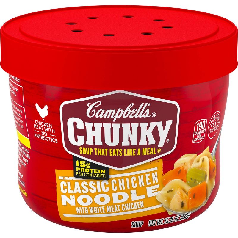 Campbell's Chunky Classic Chicken Noodle Soup Microwaveable Bowl 15.25oz