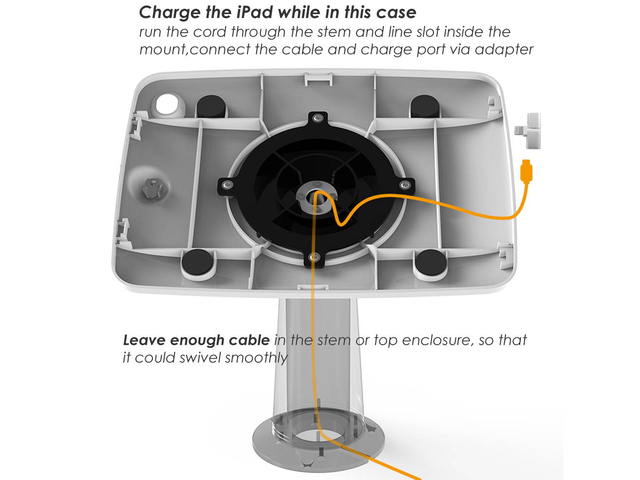 Beelta Retail Tablet Stand for 10.2 inch iPad 7th/8th Generation, Desk Mount iPad Stand, Business Locking POS iPad Stand Holder, 360 Swivel, for Office Reception, Aluminium Stand + Plastic Enclosure