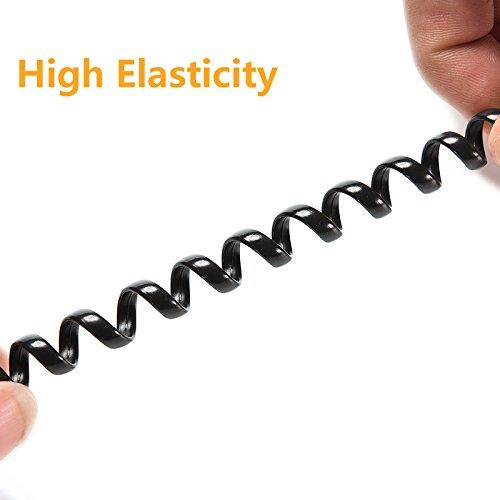 Telephone Phone Handset Cable Cord,Uvital Coiled Length 1.2 to 10 Feet Uncoiled Landline Phone Handset Cable Cord RJ9/RJ10/RJ22 4P4C(Black,2 PCS)