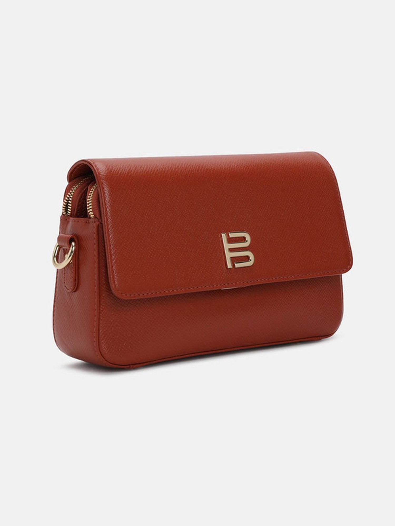 BAGATT Brown Leather Solid Sling Handbag