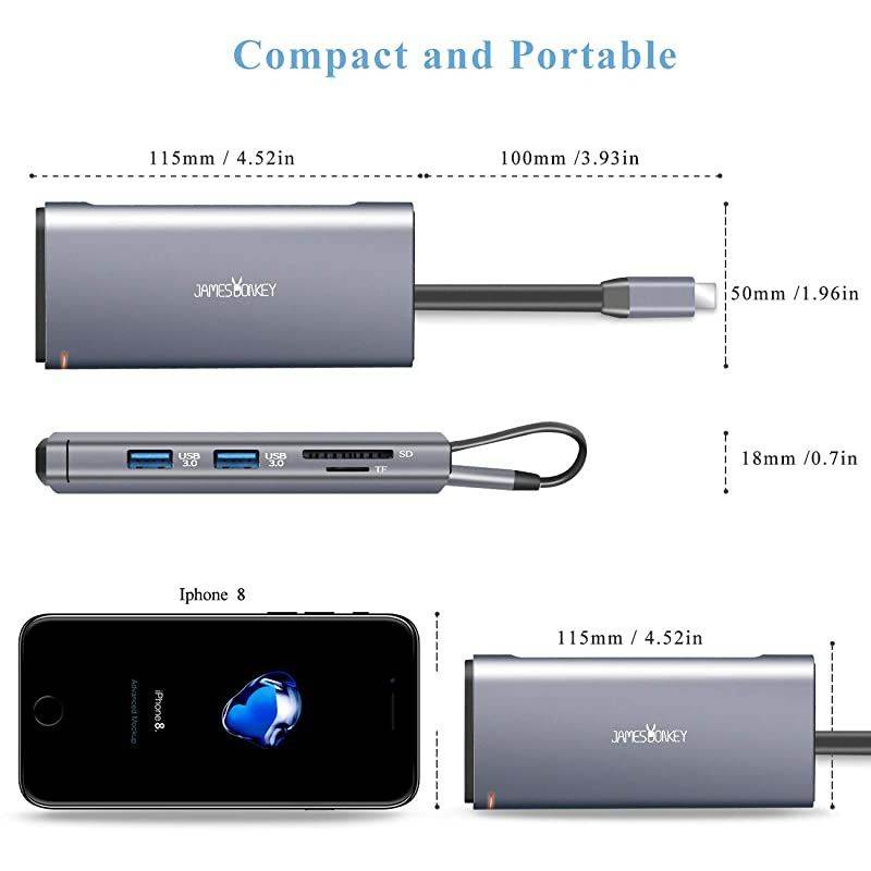 USB C Hub, 10 in 1 USB C Adapter, Type C Hub with Ethernet Port, 4K USB C to HDMI, VGA, USB-C 100W Power Delivery, 4 USB3.0, SD TF Card Reader, Works for MacBook/Pro/Air and Type C Windows Laptop