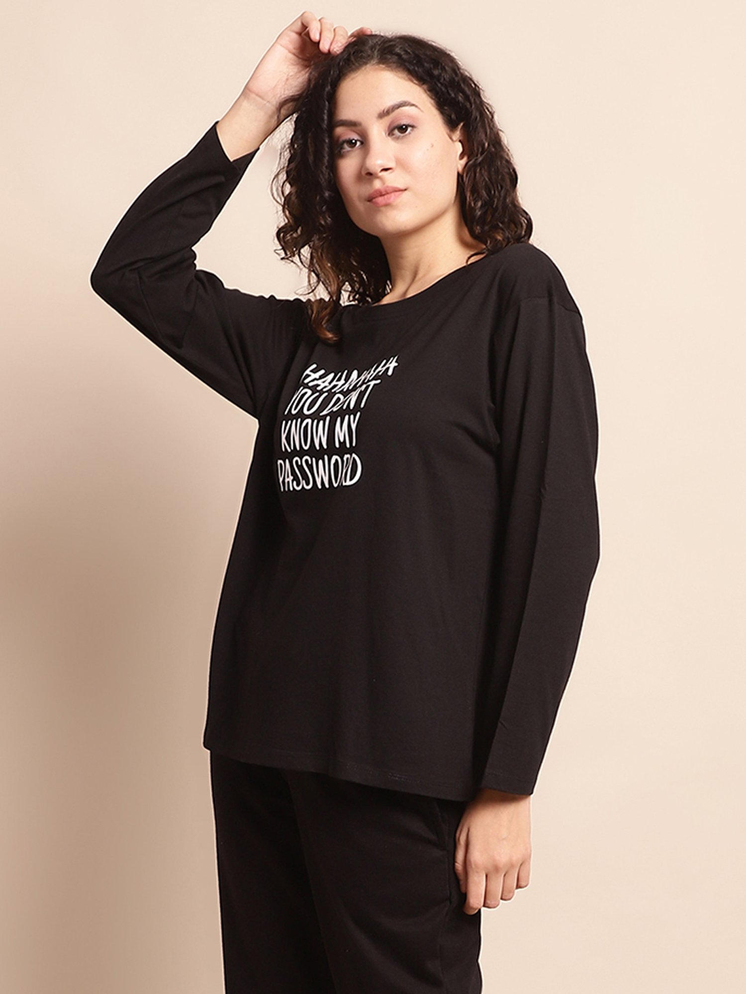 Kanvin Black Printed T-Shirt