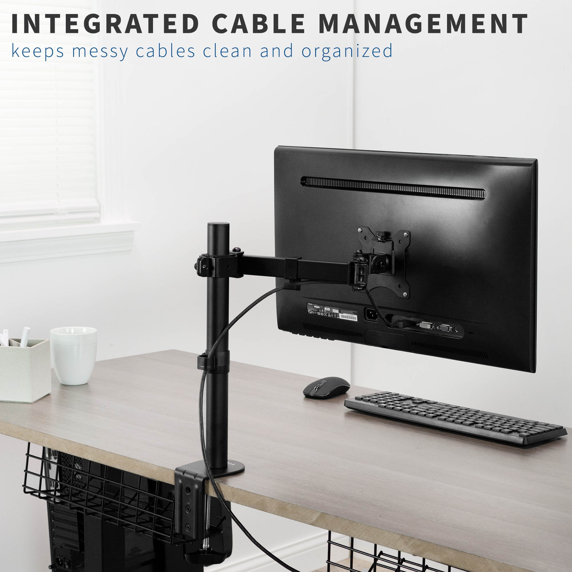 VIVO Single LCD 13" to 32" Monitor Desk Mount Stand, Fully Adjustable, Tilt, Rotation | For 1 Screen (STAND-V100B)