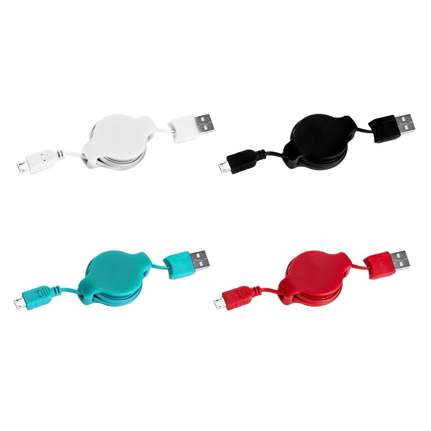 SumacLife Bundle Set Micro USB Cable for Universal/Smartphones - White, Black, Aqua, Red