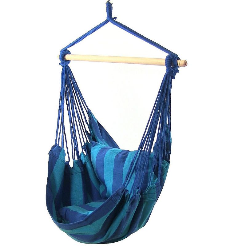 Sunnydaze Hanging Rope Hammock Double Cushion Hanging Chair Swing for Backyard and Patio - 265 lb Weight Capacity - Sunset/Oasis - 2-Pack