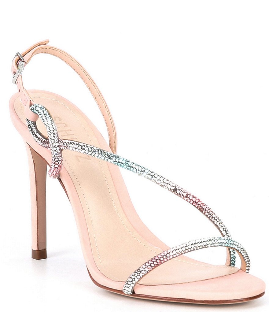 Schutz Gaela Ombre Crystal Embellished Dress Sandals