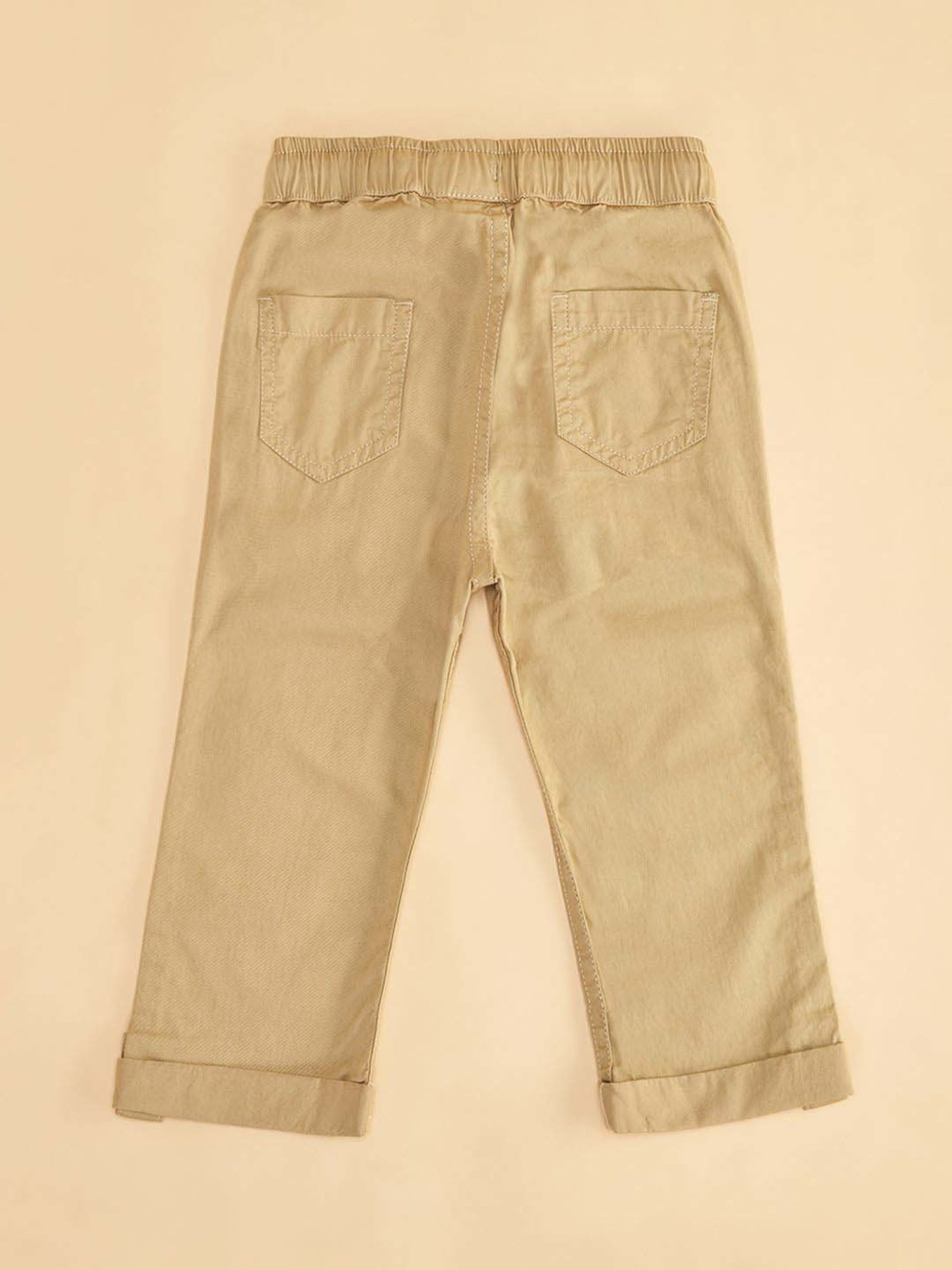 Pantaloons Baby Kids Beige Cotton Regular Fit Trousers