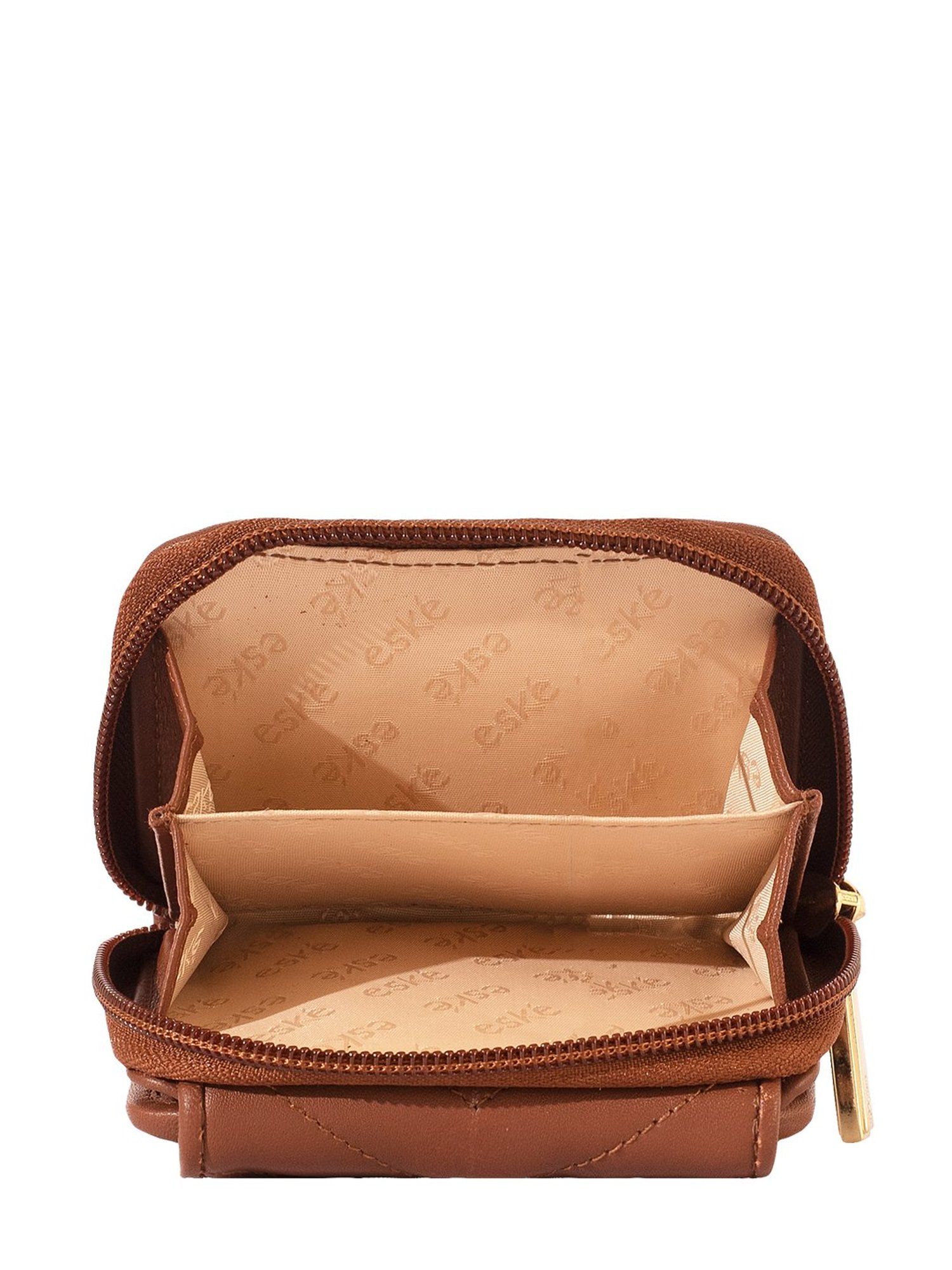 Eske Brown Quilted Zip Around Wallet for Women