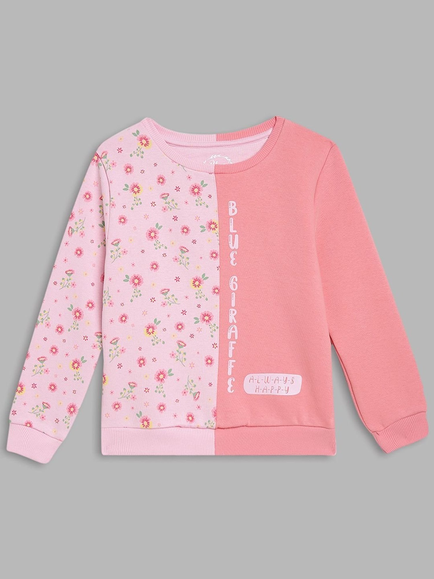 KIDS ONLY Blue Cotton Embroidered Full Sleeves Sweatshirt