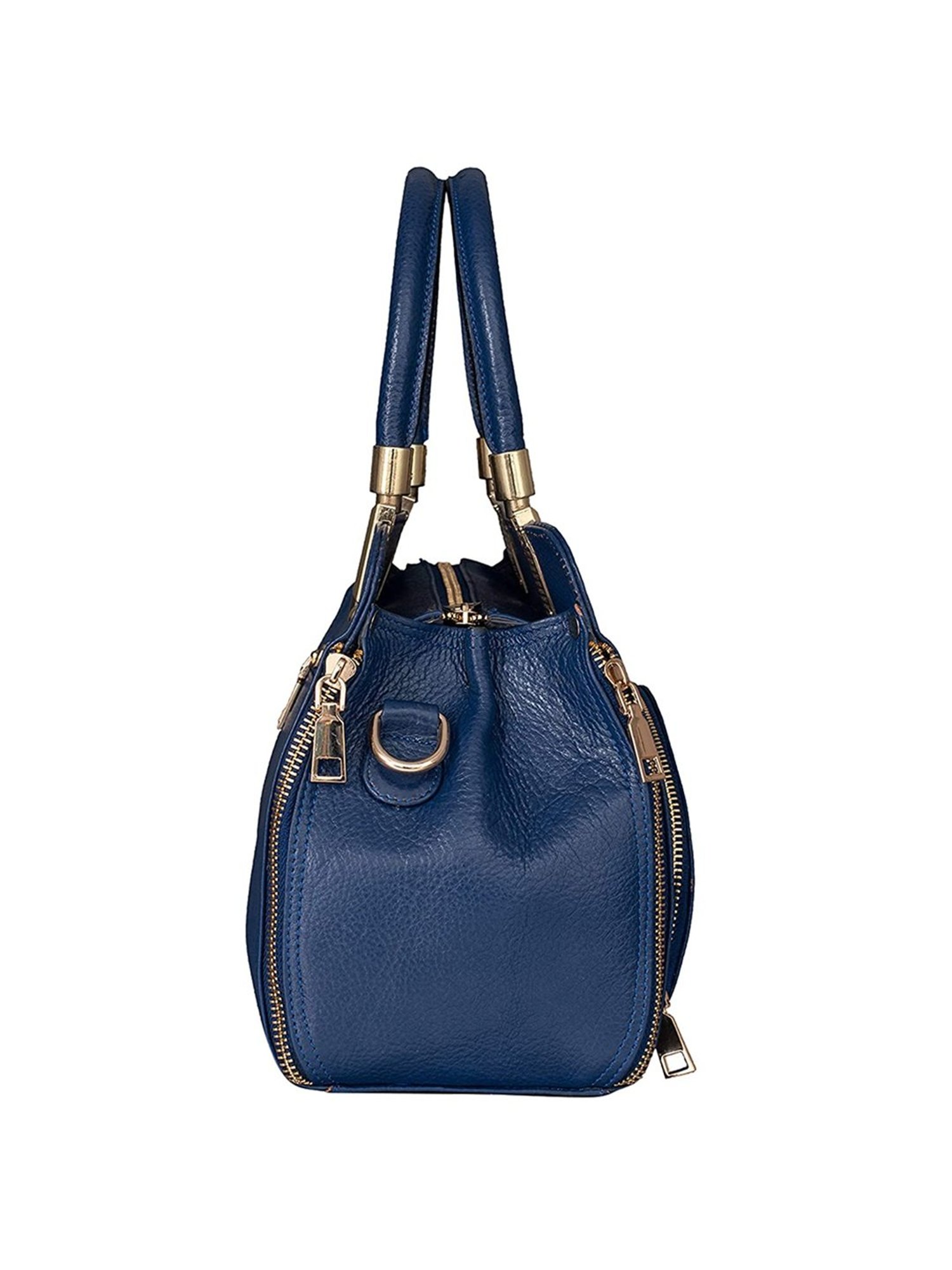 HiLEDER Blue Solid Medium Satchel Handbag