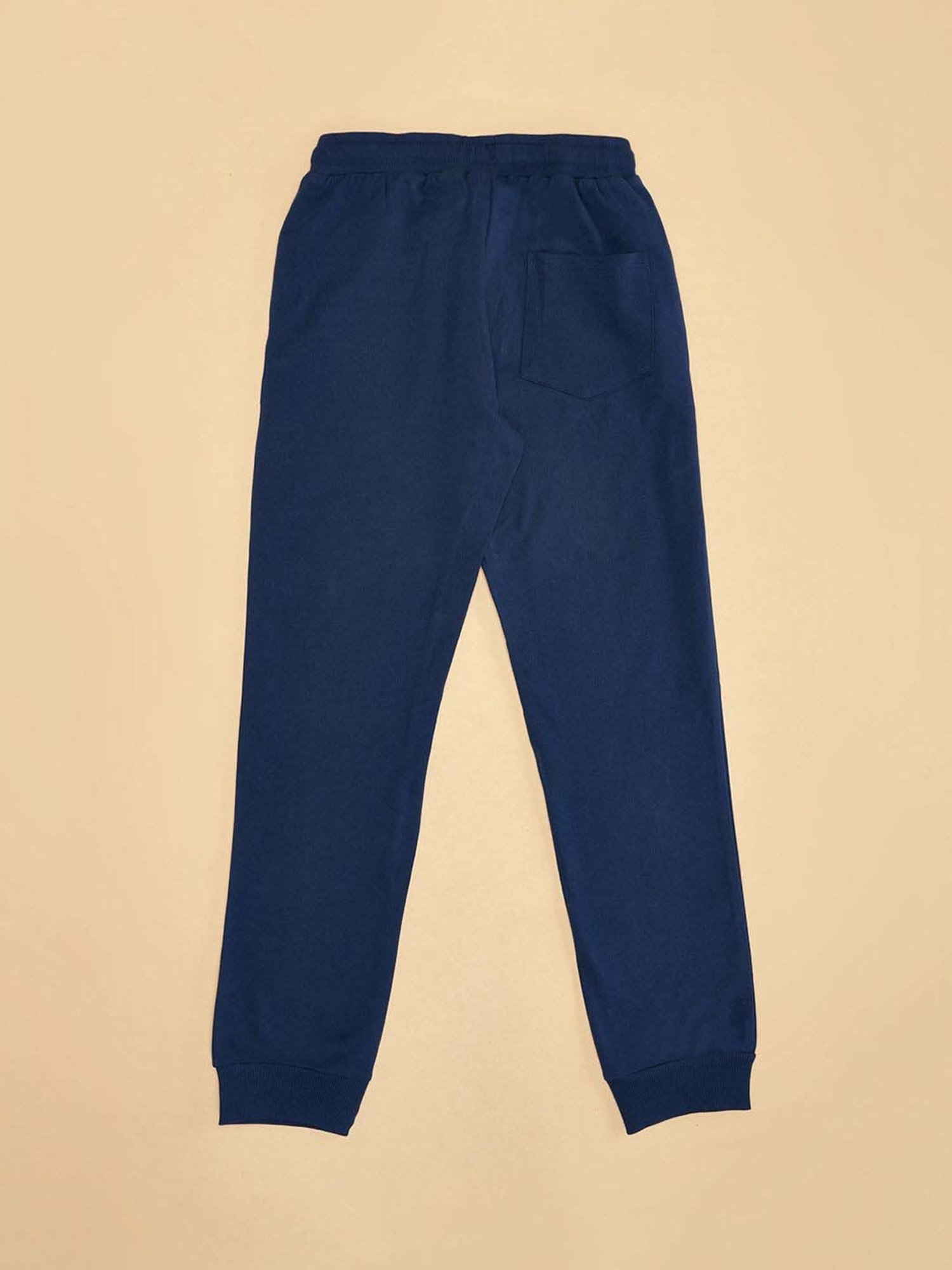 Pantaloons Junior Boys Estate Blue Cotton Printed Track Bottoms & Joggers