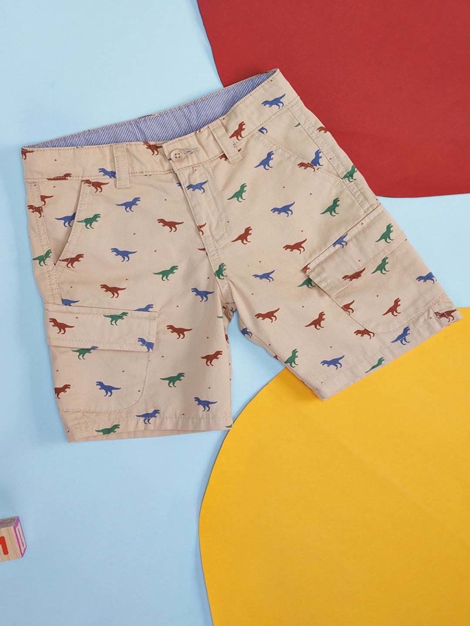 Pantaloons Baby Kids Beige Cotton Printed Shorts