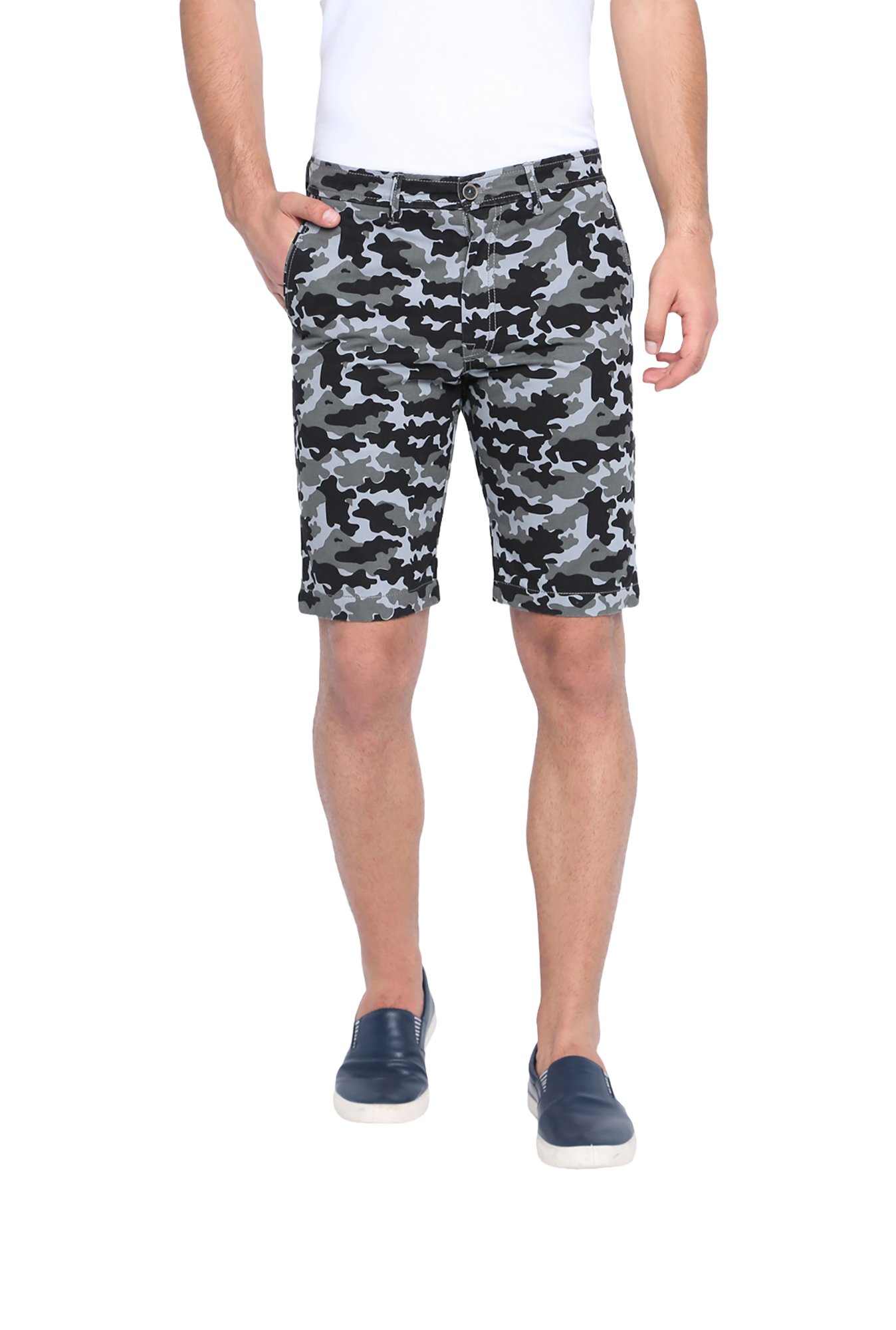 Basics Grey Camo Casual Shorts